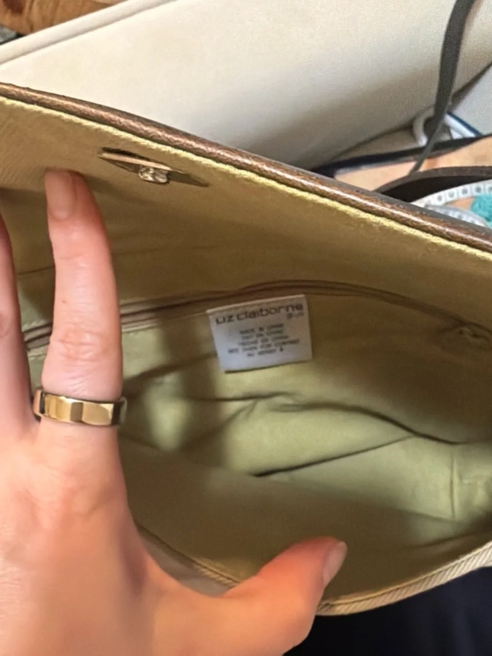 Leather Contrast Flap Crossbody Bag - Brown & Tan